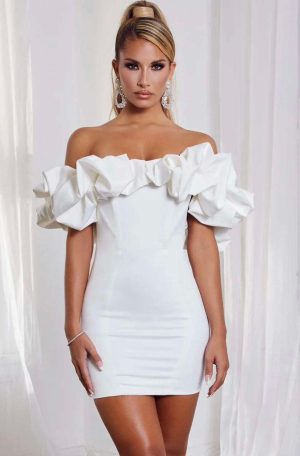 Off The Shoulder Mini Satin Dress