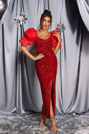 Valencia Puff Sleeve Sequin Dress