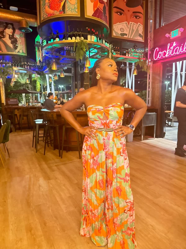 Sassy Satin Pleated Jumpsuit - Image 6