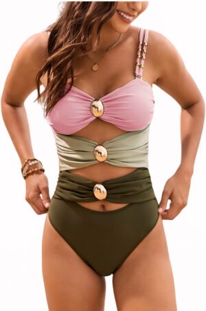 Abby High-Waisted Tummy Control Bathing Suit Set With Adjustable Double Shoulder Straps & Matching Skirt